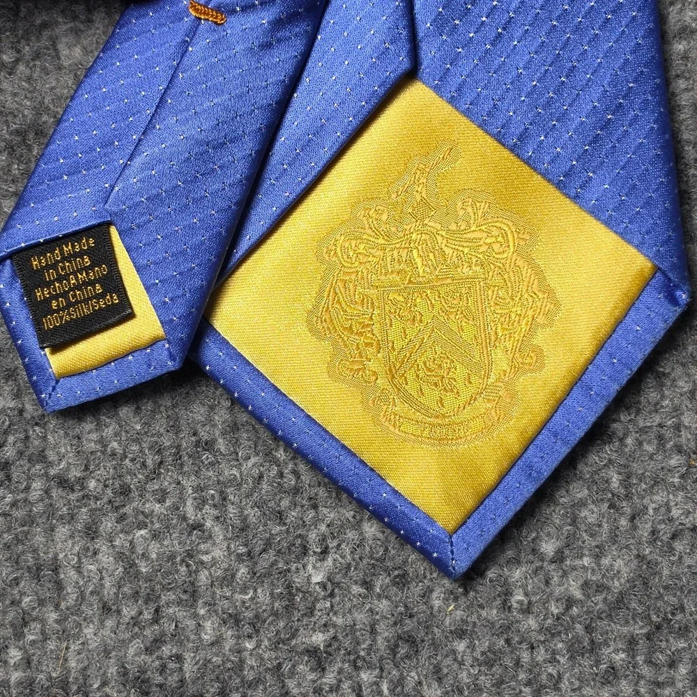 Donald J Trump Signature Collection Blue Dotted 100% Silk Mens Necktie Hand Made